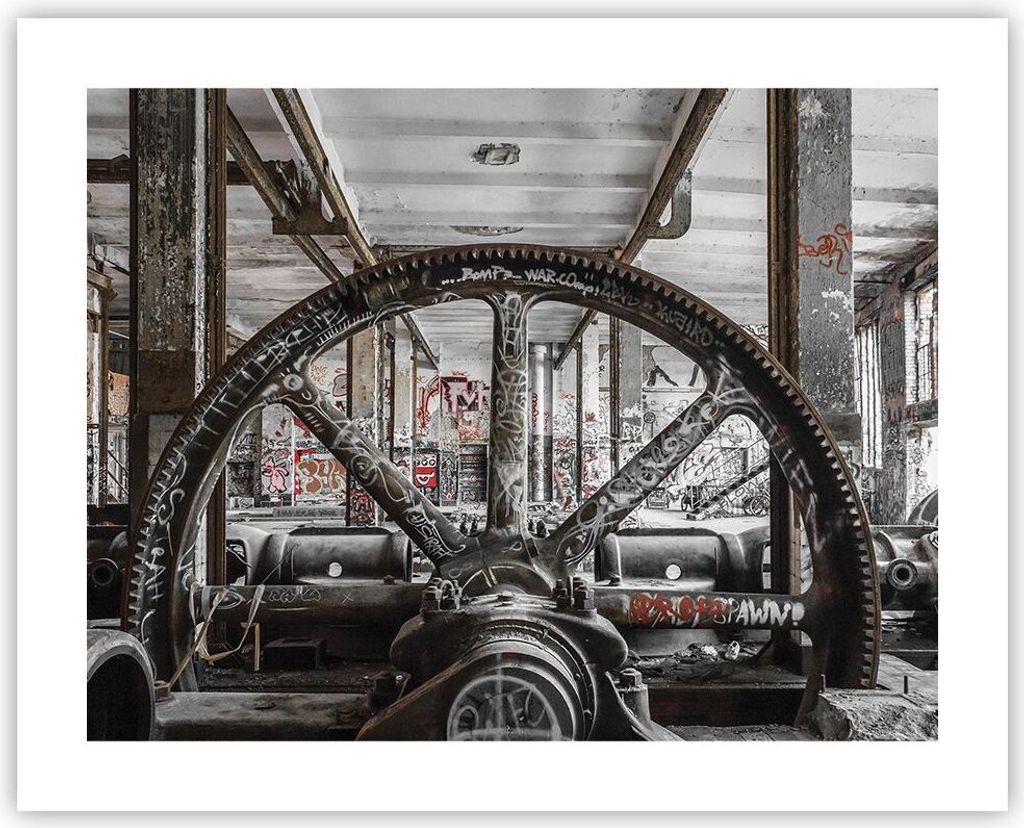 Poster - Poster ohne Rahmen - Maschine Industrie Graffiti - 50x40 cm - Wand Bild - Wanddeko - Wandbilder - Kunstposter - Wandposter - Bilder - Kuns...