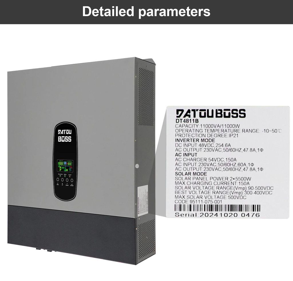 Solar-Energiespeicher-Set - LFP48-300-11 Hybrid-Wechselrichter & LiFePO4-Batterie - 15,36 kWh - 300Ah - 51,2V - 11 kW 48V - WLAN - 210A max