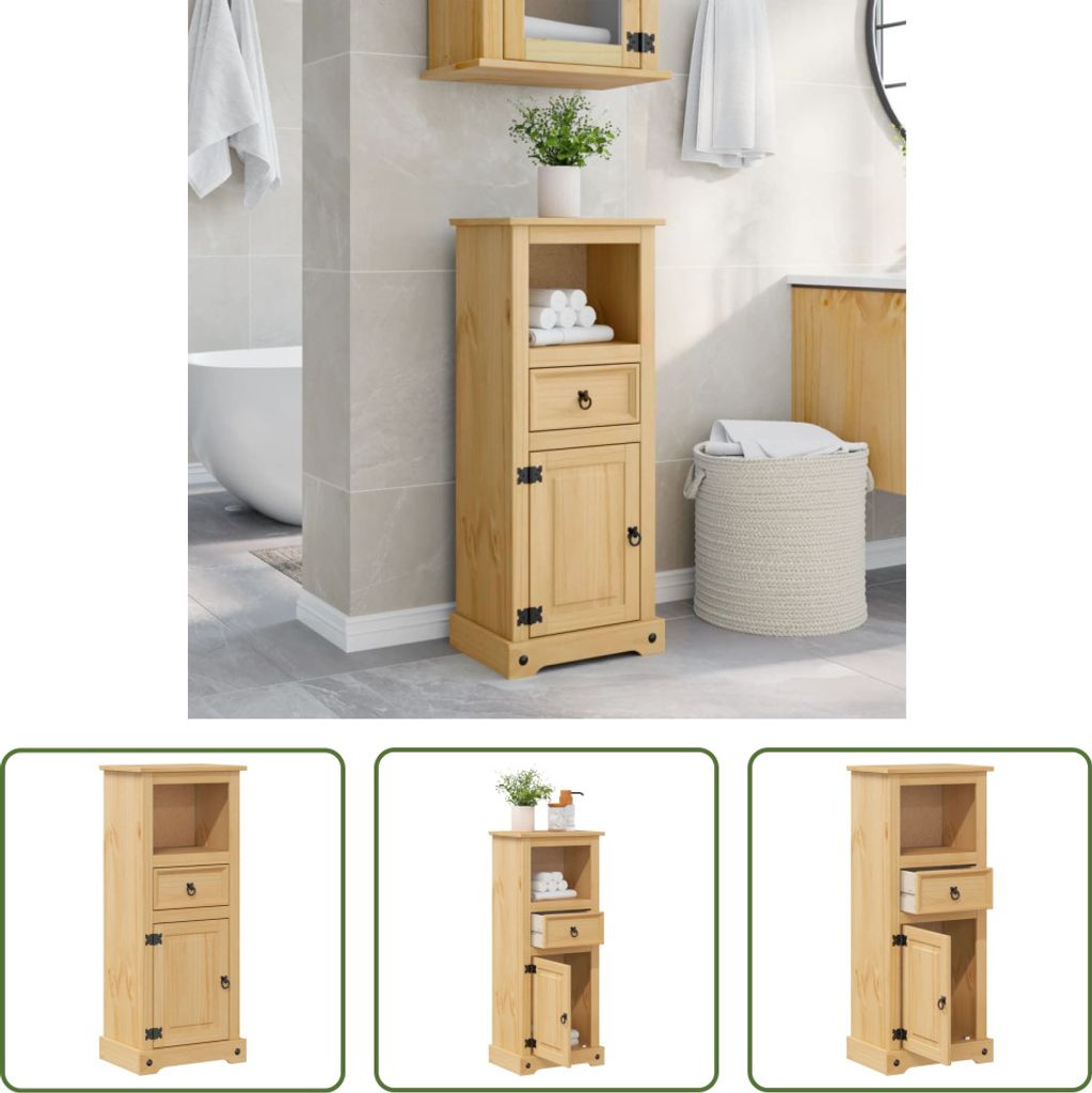 The Living Store Badschrank Corona 45x33x110 cm Massivholz Kiefer