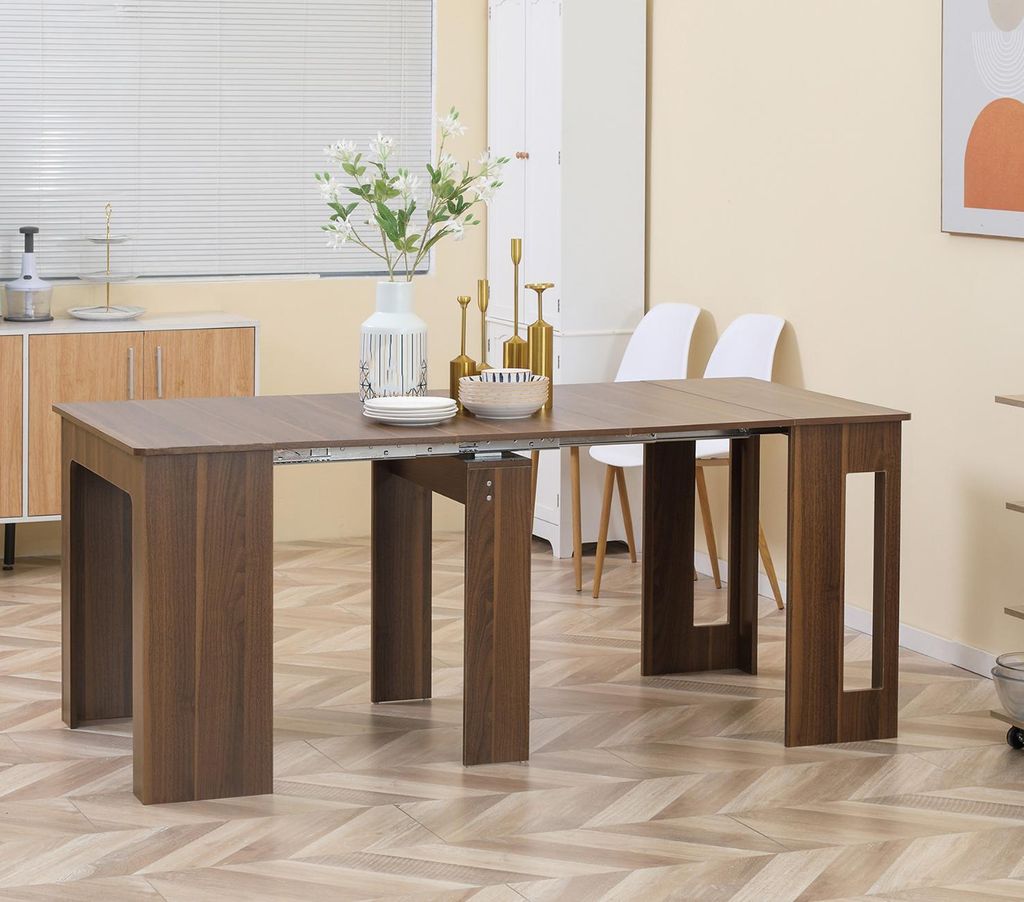 Ausklappbarer Esstisch, Ausziehbarer Küchenschrank, Esstisch, mobil, modernes Design, 180cm x 85cm x 75cm