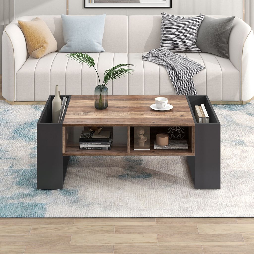 okwish Couchtisch Couchtisch Holztisch Moderner Sofatisch Kaffeetisch (doppelseitiger Stauraum, Mit Staufächern auf beiden Seiten), mit Eine griff...