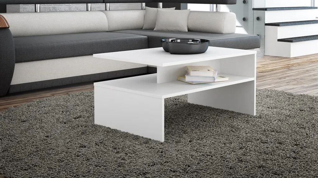 Table basse GUIREN blanc mat - Table de salon design épuré 100x60 cm - 6