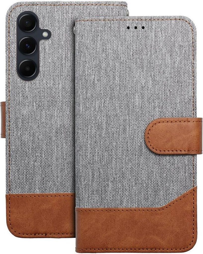 Jeans-Buch-Handyhülle für iPhone 16 Plus Grau
