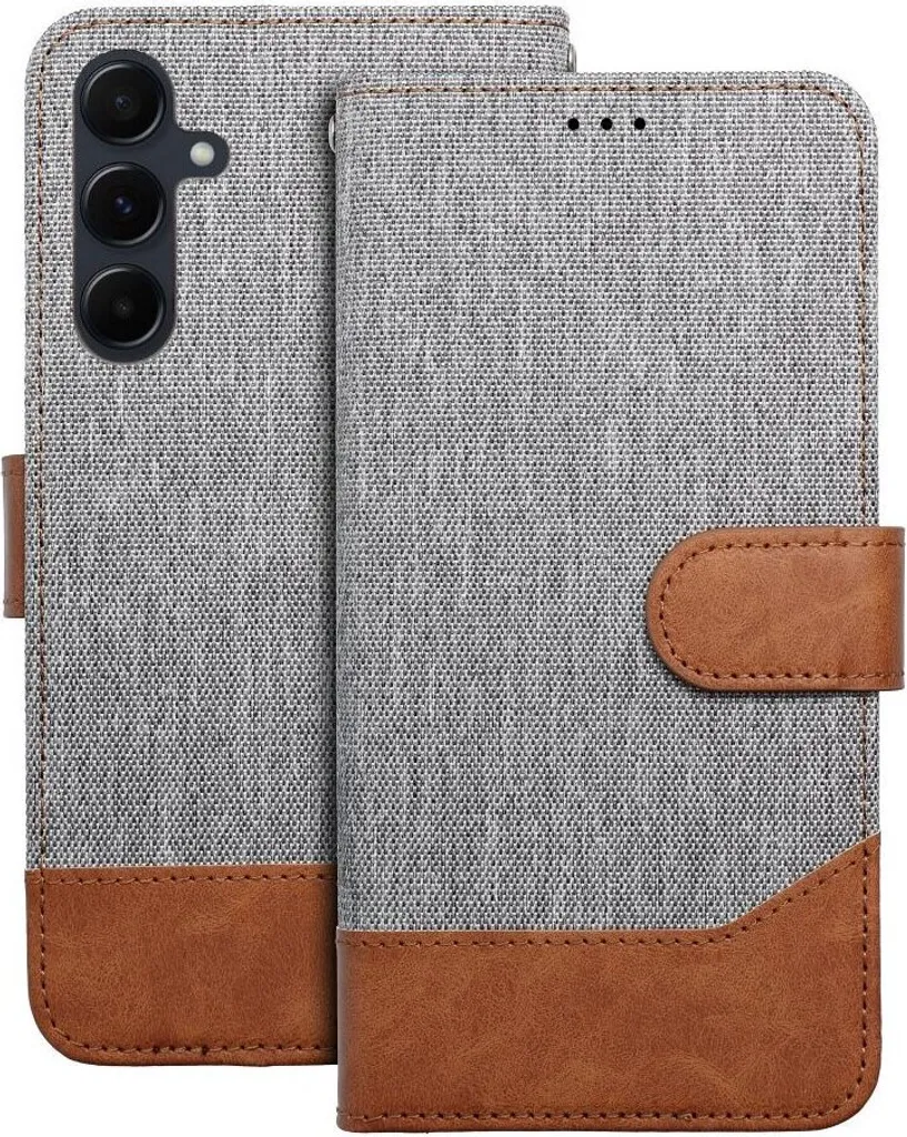 Custodia Jeans Book Samsung Galaxy S25 Grigio | Cover Libro Portafoglio