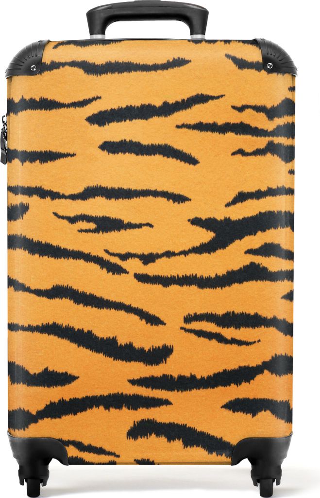 NoBoringSuitcases.com Koffer Handgepäck Trolley Rollkoffer Kleine Reisekoffer mit 4 Rollen - Tigerdruck - Tiere - Orange - Schwarz - Tiger - Cab...