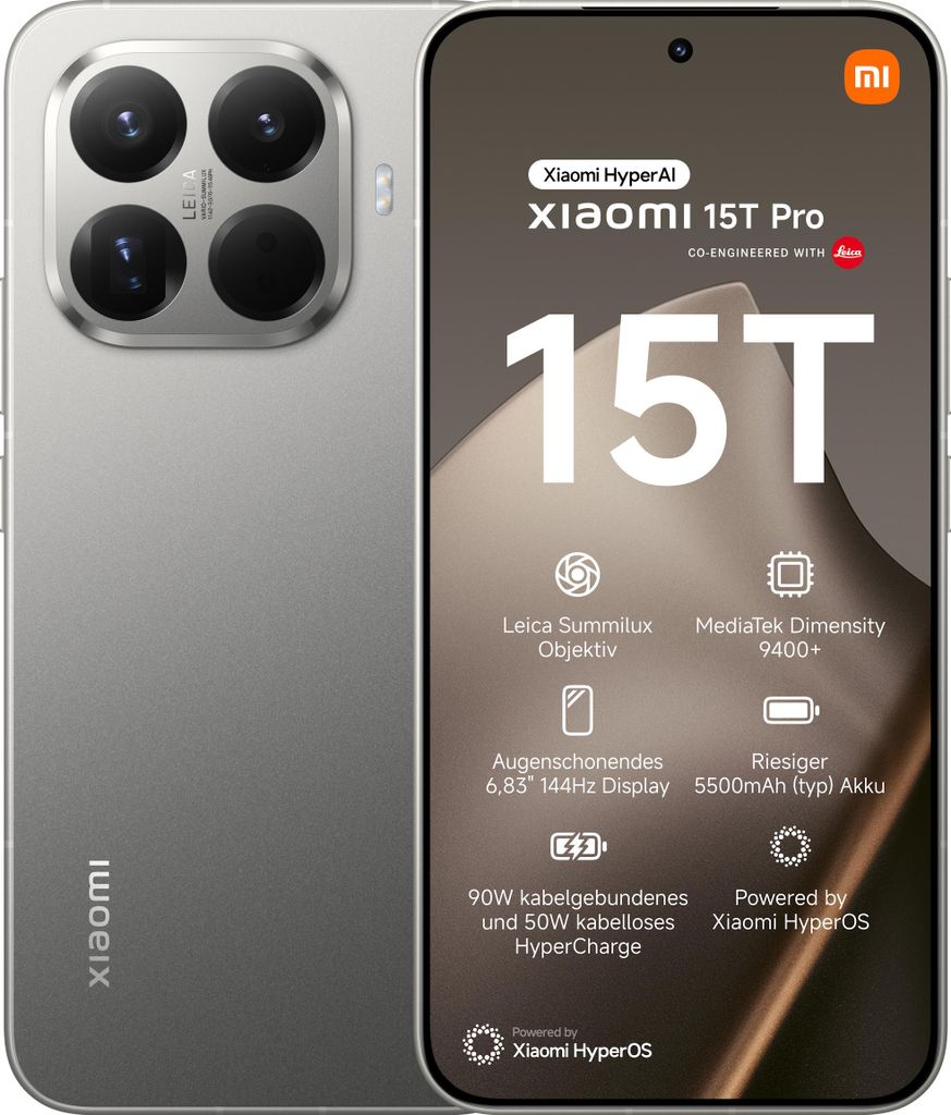 15T Pro 12GB + 512GB Gray Smartphone Produktbild 