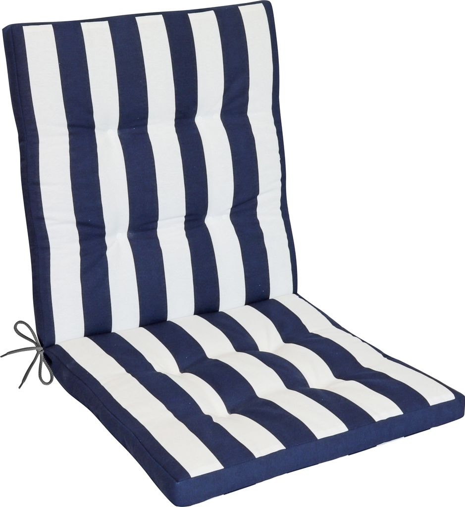 Herlag Niedriglehner Gartenstuhlauflage Mia Blau-Gestreift 103x50x5cm, Easy-Drop Bänder, 1 Polster