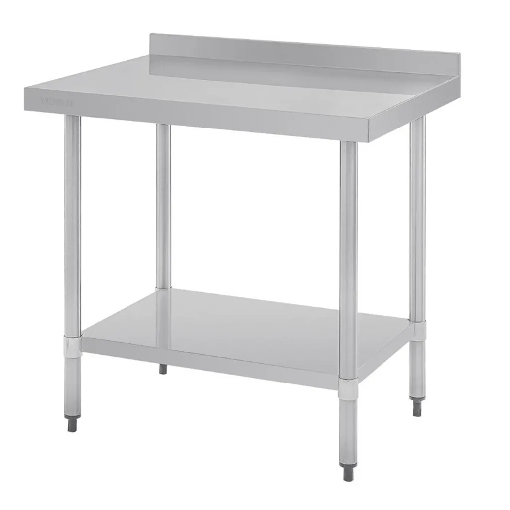 Table inox 900x700 mm haute résistance avec rehausse arrière et châssis