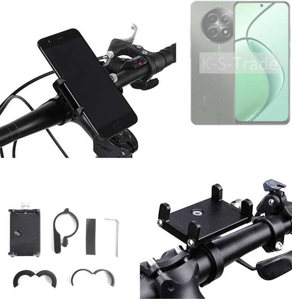 K-S-Trade Handyhalterung für das Fahrrad kompatibel mit Realme 12 5G Halter Lenkstange Fahrradhalterung Motorrad Bike Mount Befestigung Smartphone