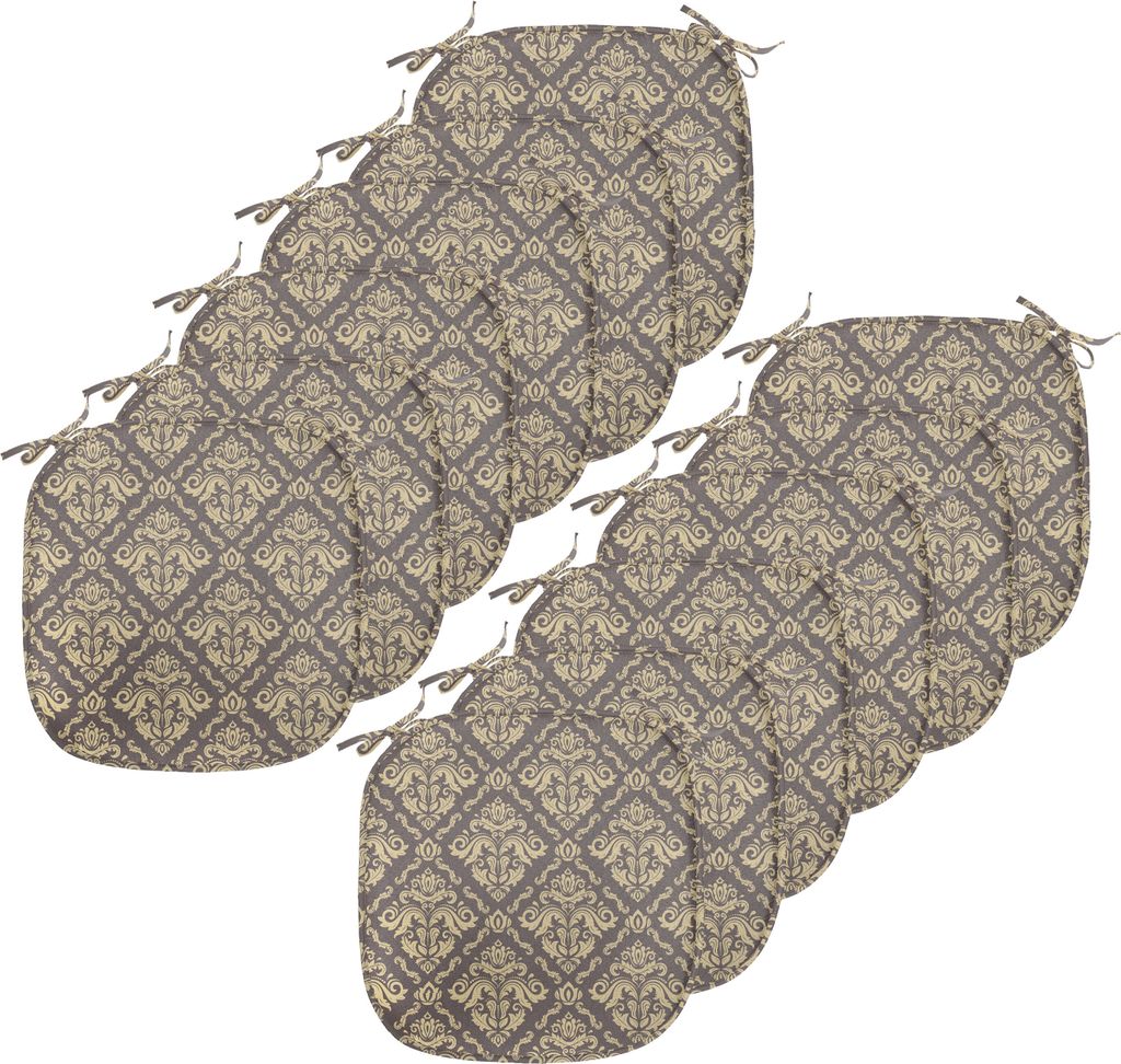 ABAKUHAUS orientalisch Polster für Esszimmerstühle, Antike Curly Damast, Dekoratives wasserfestes Kissen mit Riemen für Küchensitze, 40 cm x 40...