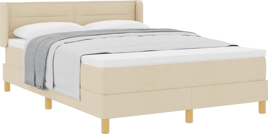 Boxspringbett mit Matratze Creme 200 x 140 cm Stoff