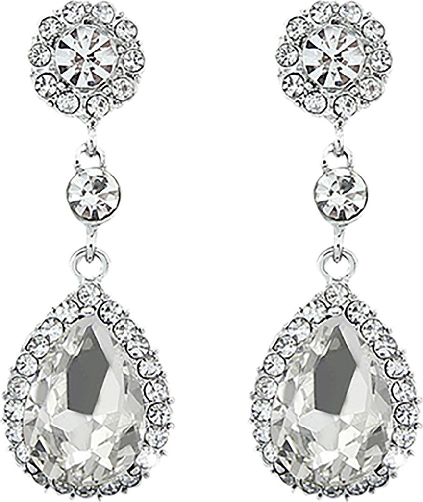 Luxus-Wassertropfen-Kronleuchter-Ohrringe für Damen, Strass-Ohrtropfen, Schmuck für den Alltag-Weiß