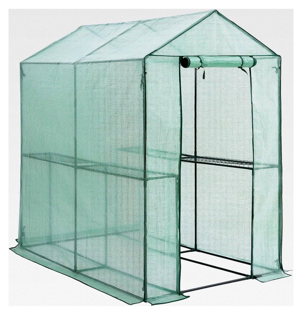 Foliengewächshaus 2,23m² mit 4 Ablagen und aufrollbarer Tür für Pflanzen und Kräuter 190x186x120cm