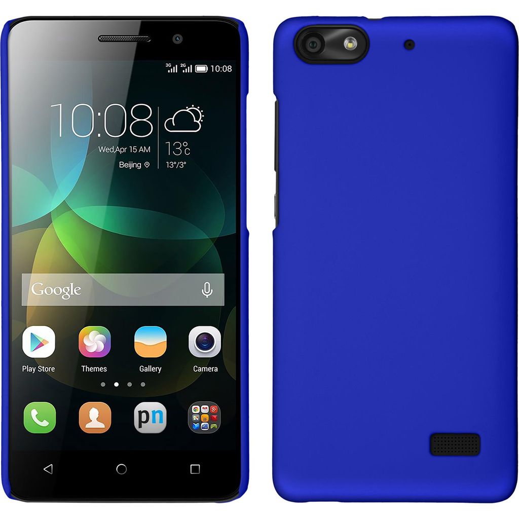 PhoneNatic Case kompatibel mit Huawei Honor 4c - Hülle blau gummiert Hard-case + 2 Schutzfolien