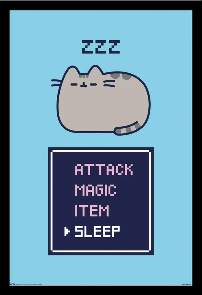 Poster Pusheen Gamer Encadré Cadre Shinsuke Prêt à Poser Format Maxi