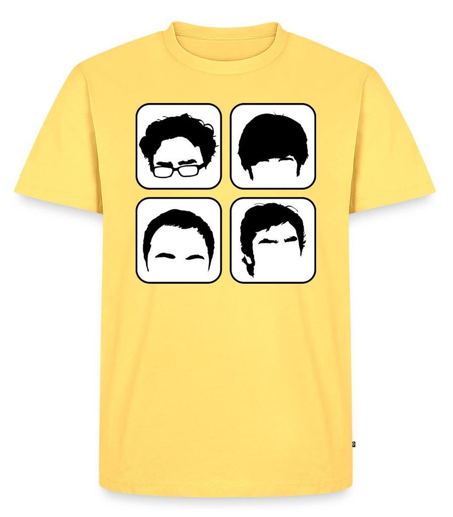 Spreadshirt The Big Bang Theory Frisuren Köpfe Team TBBT Männer Premium T-Shirt, S, Pastellgelb