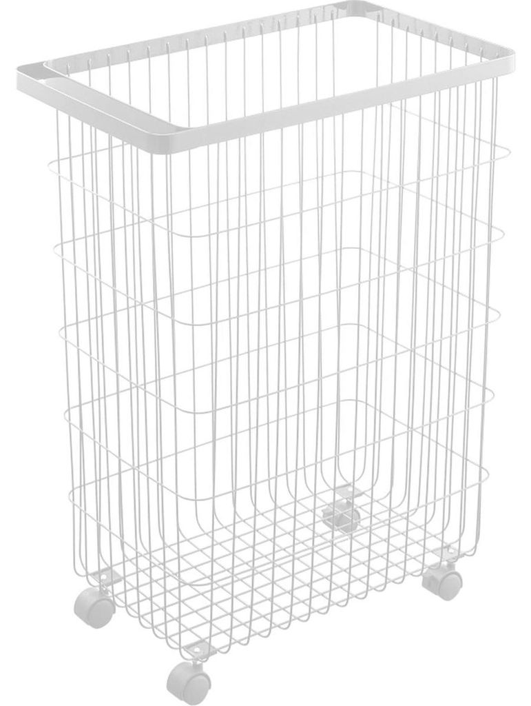 YAMAZAKI - Panier à linge à roulettes en métal H56.5cm Image du produit 