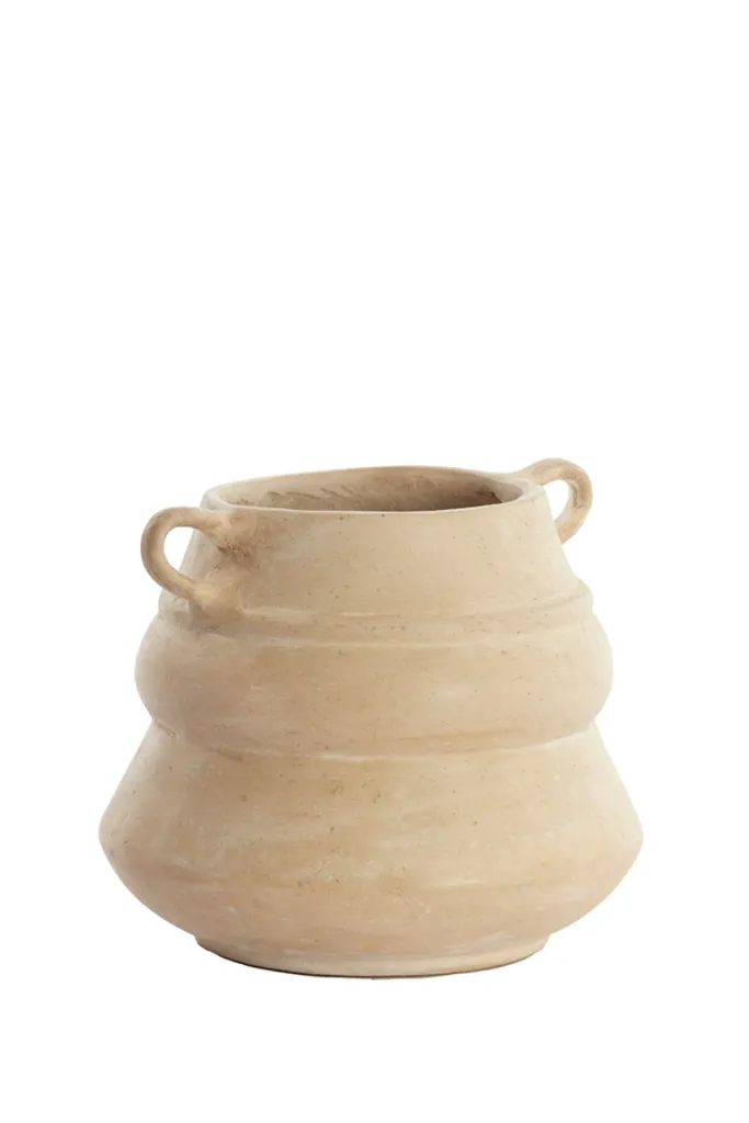 Vase en céramique beige TARIFA - Objet de décoration artisanale chic