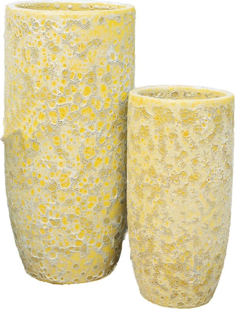 PTMD - Blumentopf Dezzel - Gelb - 30x30x70cm - 2er-Set