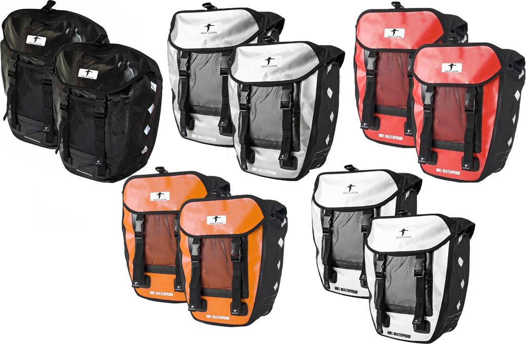 2x Red Loon Pro Packtasche Fahrradtasche Gepäckträgertasche LKWPlane wasserdicht, Farbe:rot