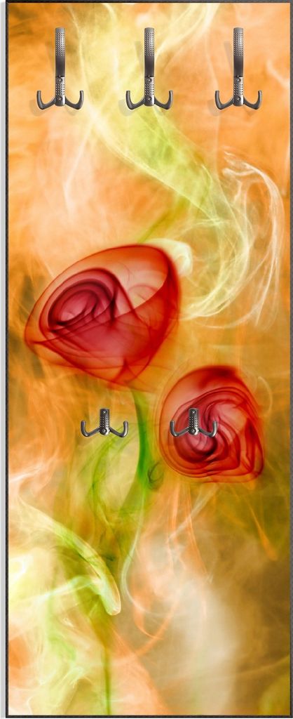 Wallario Flurgarderobe Wandgarderobe aus Holz, mit 5 Haken, Größe 50 x 125 cm, Motiv Abstrakte Rosen