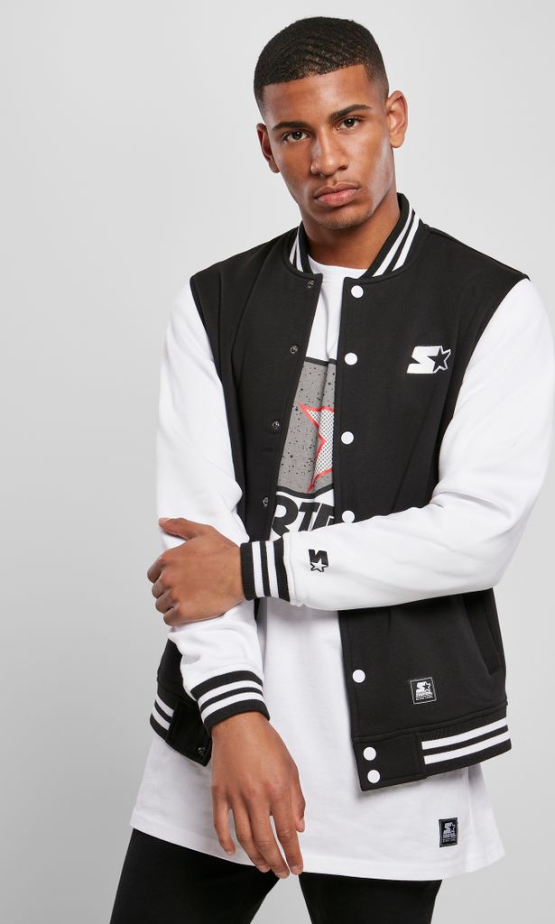 Starter Black Label Jacke College Fleece Jacket Black/White-S