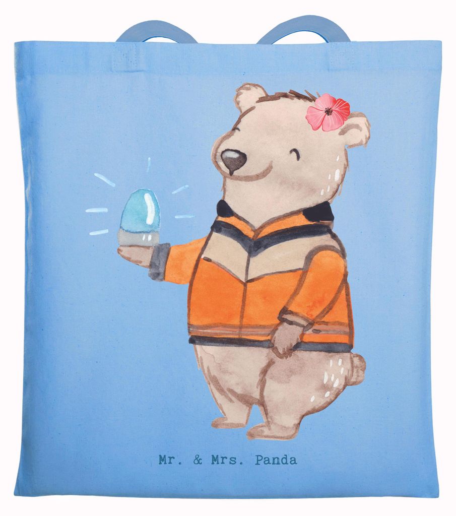 Mr. & Mrs. Panda Shopping Tasche Rettungssanitäterin Herz - Sky Blue - Geschenk, Laptoptasche, Jutebeutel, Tragetasche, Tote Bag, Schultasche