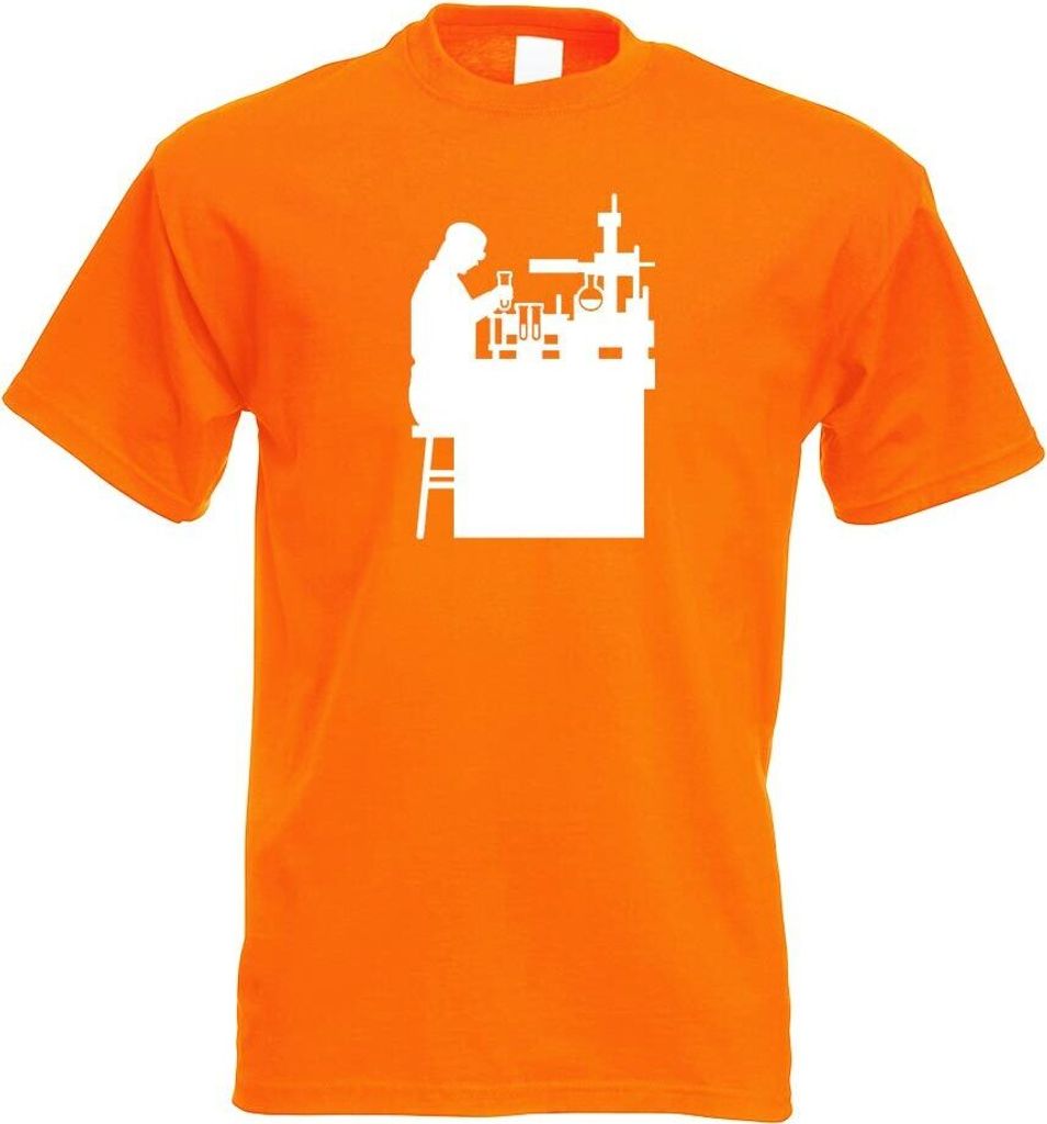 Kiwistar - T-Shirt - orange - Laborant Labor Figur Motiv Bedruckt Funshirt Design Print - mit Motiv Bedruckt - Funshirt Design - Sport - Freizeit -...