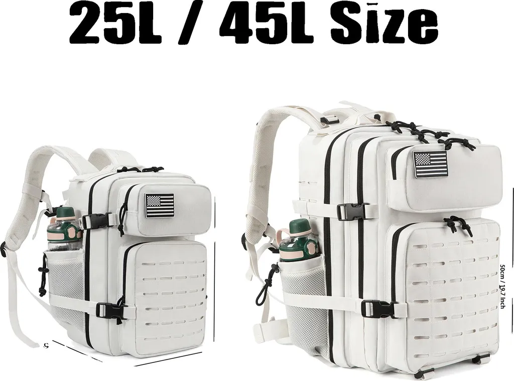 Sac de randonnée 45L blanc ultra-résistant pour trekking et montagne