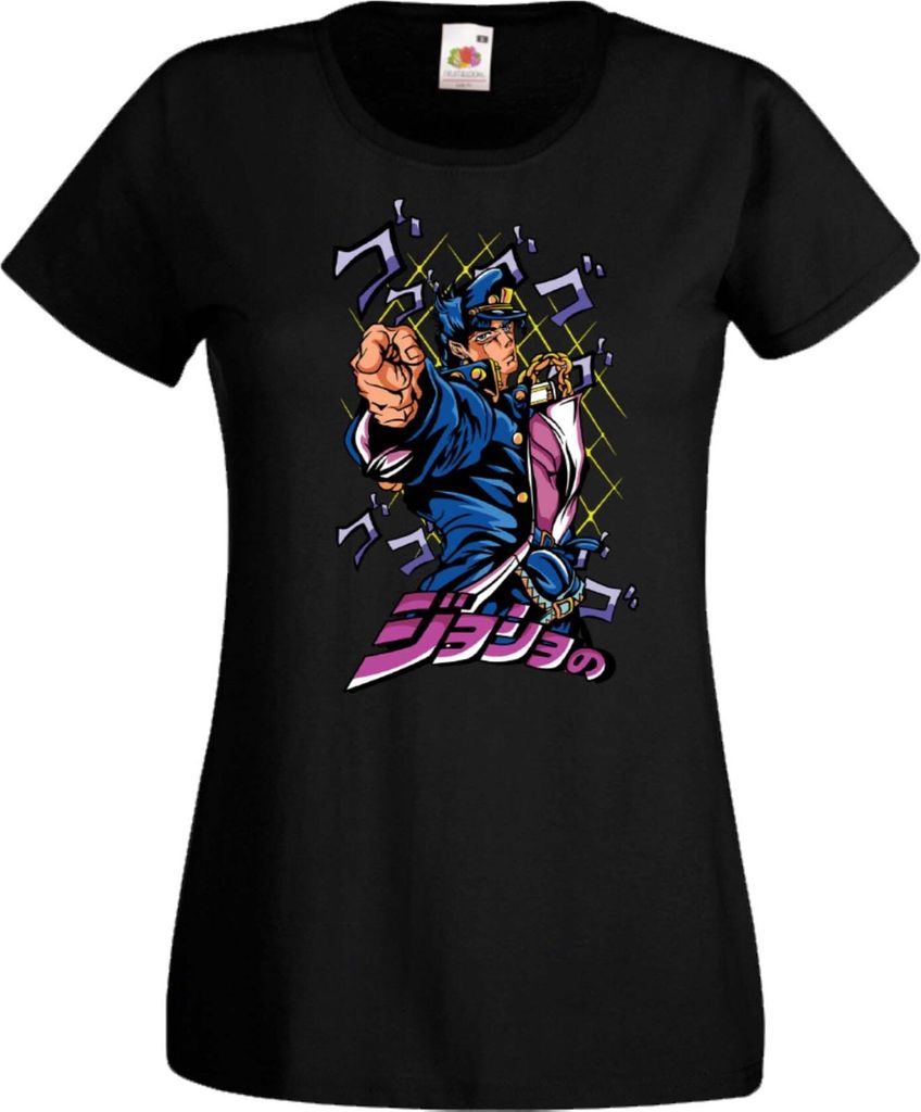 Damen T-Shirt Jojo'S Anime manga Bizarre Adventure Jotaro Kujo Var-004 Jotaro Kujo, Lady L / Schwarz