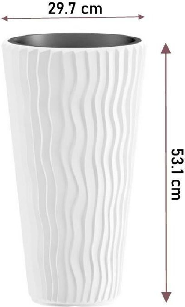 Flowerpot di plastica rotondo Sandy rotondo in bianco 26.2
