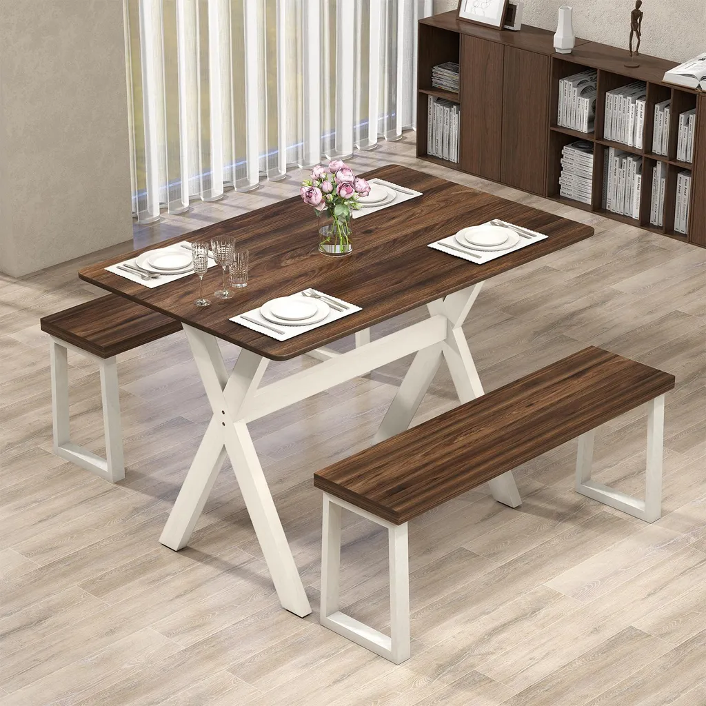 Tavolo Moderno Sala da Pranzo COSTWAY | Design Gambe a X Legno 110x71 - 2