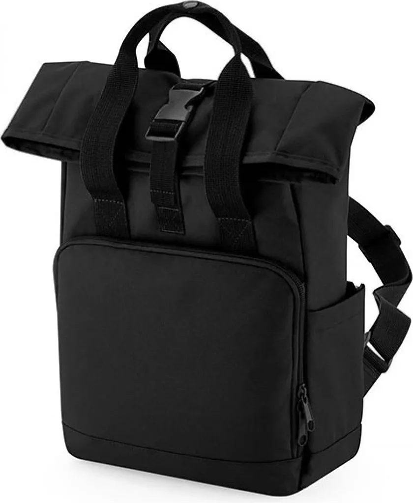 Zaino Roll-Top Mini BagBase BG118S Nero: Stile Eco-Friendly