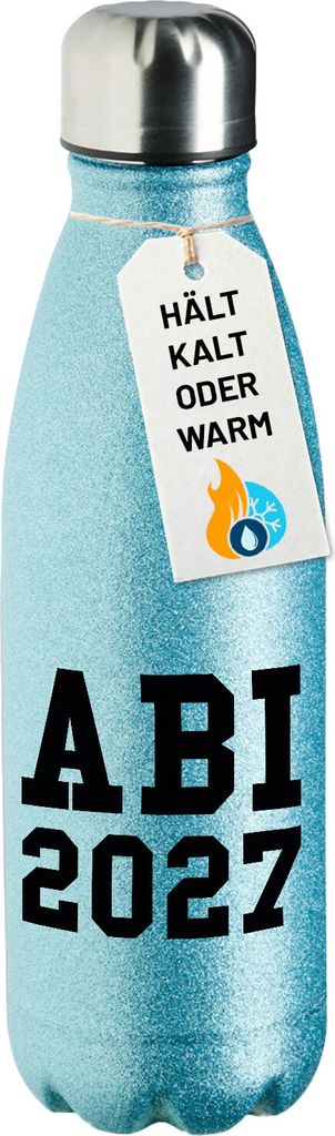 Huuraa Trinkflasche ABI 2027 Abitur 500ml Blue Edelstahl Wasserflasche Trinkflasche Geschenkidee