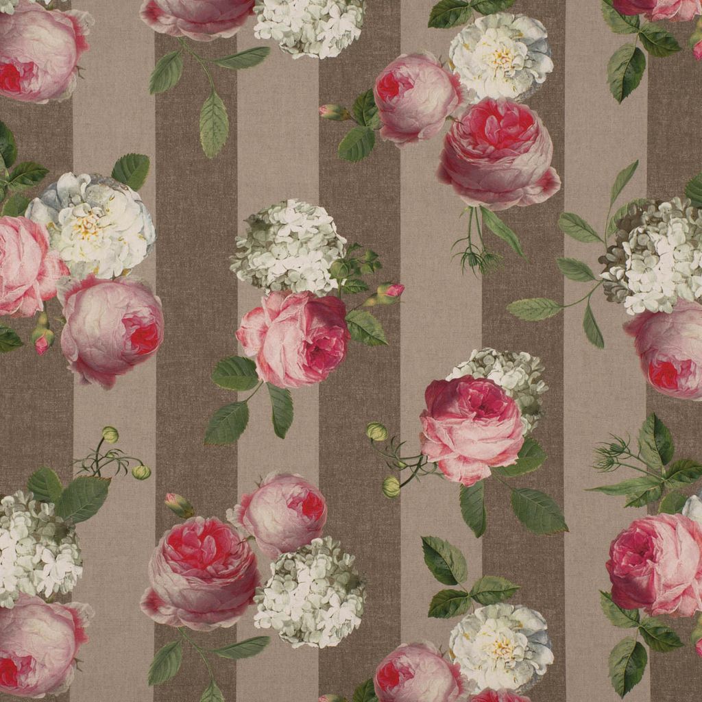 Outdoorstoff Polyacryl Streifen Hortensien hellgrau grün pink weiß 1,40m