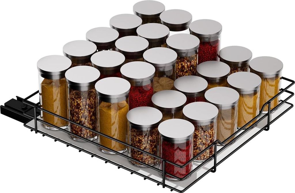 Ausziehbarer Gewürzständer 27x27x6 cm Metall-Organizer für Schrank Schwarz