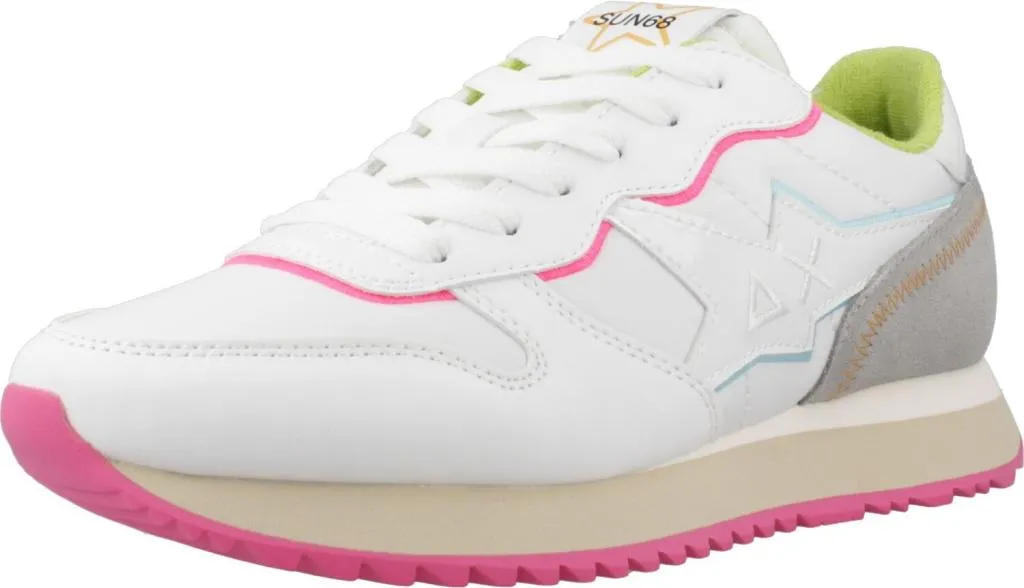 Chaussures de sport Sun68 Stargirl pour femme, style urbain blanc et fluo