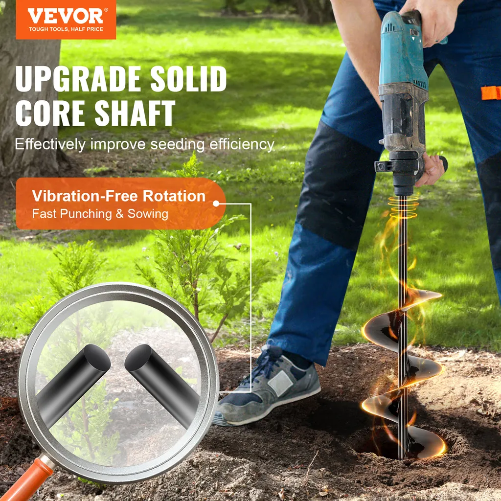 Tarière de Jardin pour Bulbes et Semis, Kit de Forage pour Perceuse 3/8" - 2
