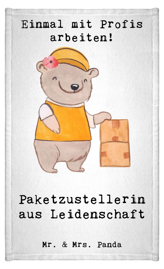 Mr. & Mrs. Panda Handtuch Paketzustellerin Leidenschaft - Weiß - Geschenk, Witzig, Gästetuch, gäste wc, Lustig, Spruch, Klein, Gäste-WC, Frotte...