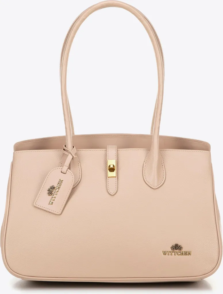 Grand Sac à Main Shopper en Cuir Véritable Beige - Cabas de Créateur - 2