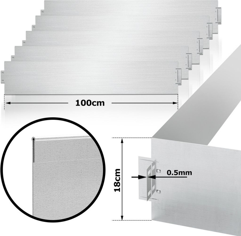 Okraje trávnika Kovové 100 x 18 cm 5m okraje Kosenie Obrázok produktu 2