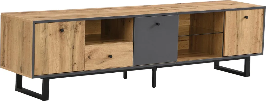 Meuble TV silencieux Fortuna Lai anti-poussière avec vitrine LED