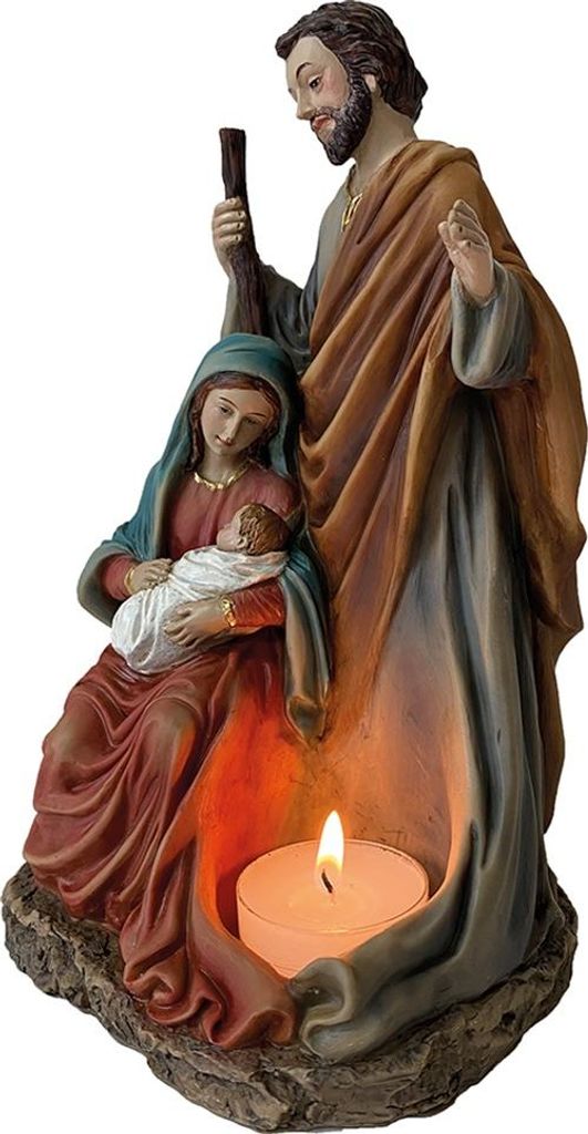 FADEDA Hlg. Familie, Krippenblock / Höhe:21 cm / handbemalt / detailgetreue Krippen Figuren - Weihnachten Tisch Dekoration Krippe Zubehör
