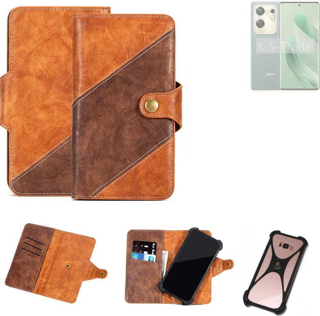 K-S-Trade Handyhülle Schutzhülle Bookstyle Case Wallet-Case kompatibel mit Infinix Zero 30 4G Cover Klapphülle Kantenschutz Smartphone dunkelbraun