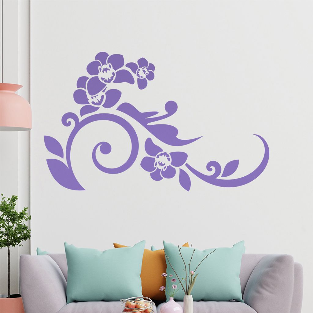 Orchidee - Linien Wandtattoo in 6 Größen - Wandaufkleber Wall Sticker - Dekoration, Küche, Wohnzimmer, Schlafzimmer, Badezimmer