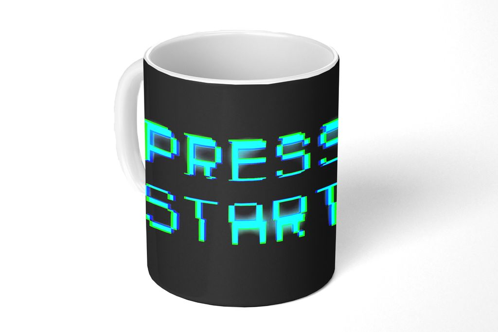KitchenYeah Tasse Kaffeetasse Kaffeebecher 350 ml Spiele - Spielhalle - Start Teetasse - Fototasse - Becher - Keramikbecher - Teebecher - Kaffeet...