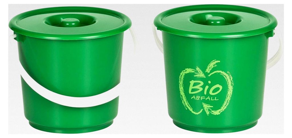 Bioeimer 2,7L 2er Set – Kompakter Biomülleimer für die Küche – Mit Deckel und Haltegriff – Für Biomüll und Küchenabfälle – Grün