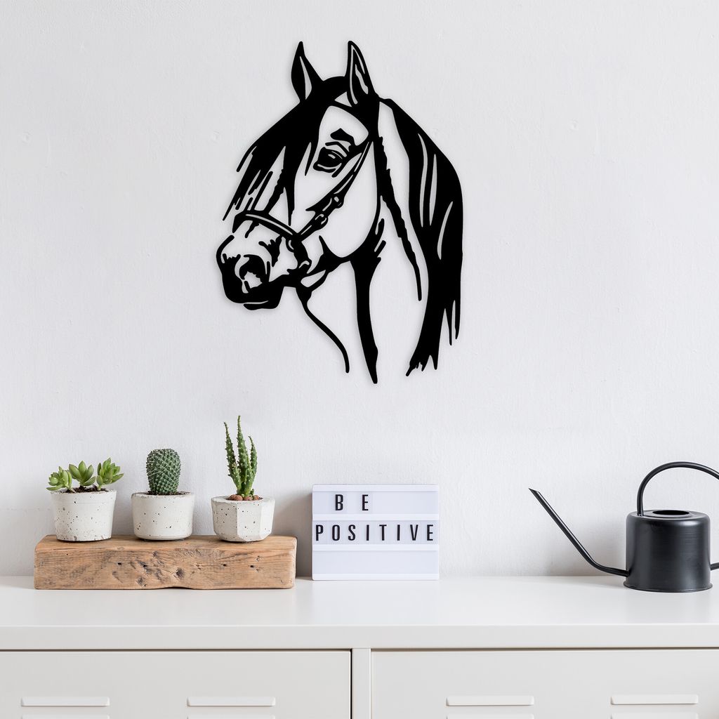 Wallity, Horse Head, Wanddeko, Schwarz, Metall, 40 x 55 cm Produktbild 