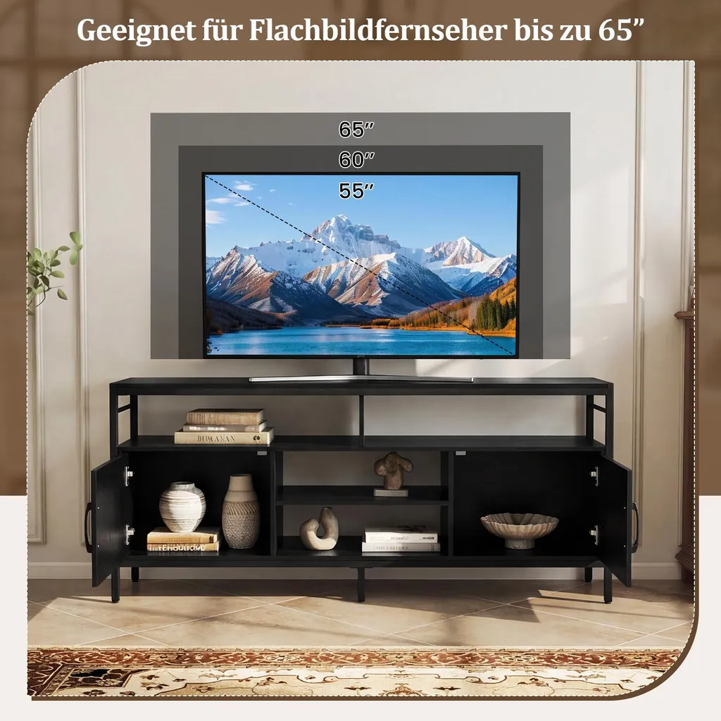 Table TV pour salon 65 pouces avec étagères pour consoles et décodeurs - 5