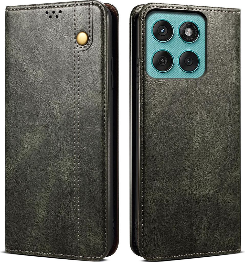 Hülle für Motorola Edge 60 Pro Leder Brieftasche Schutzhülle mit Standfunktion Grün